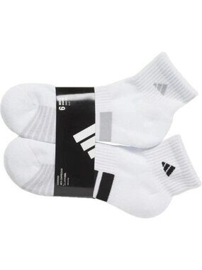 NWT Adidas Men's 6-12 White Climacool Quarter Socks 6-Pack